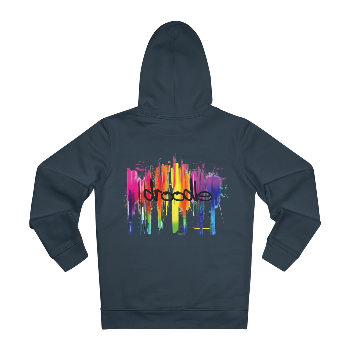 Modern Rainbow Unisex Hoodie Streetwear with Vibrant Droodle Logo