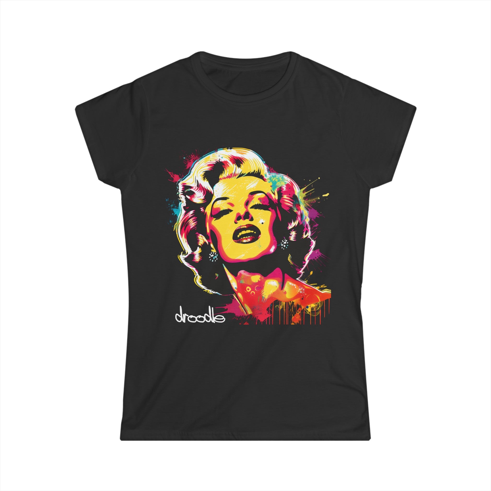 Womens Classic Hollywood Pop Art Marilyn Female Tee – Vintage Starlet Graphic T-Shirt
