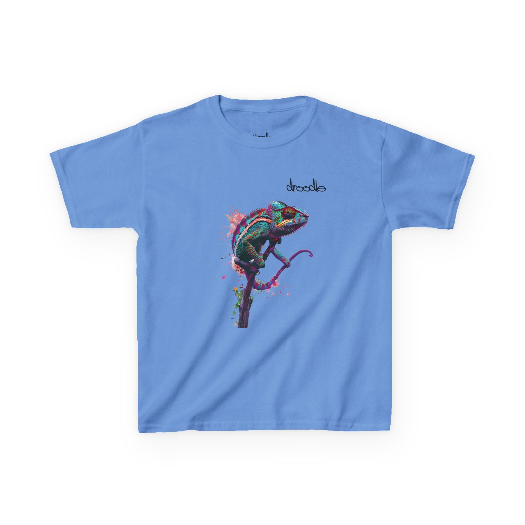 Chameleon Colour Splash Kids’ T-Shirt – Vibrant Design by Droodle