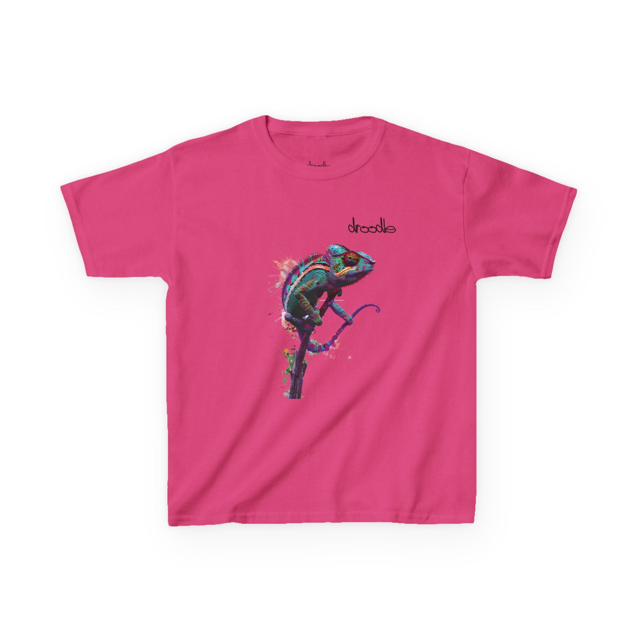 Chameleon Colour Splash Kids’ T-Shirt – Vibrant Design by Droodle