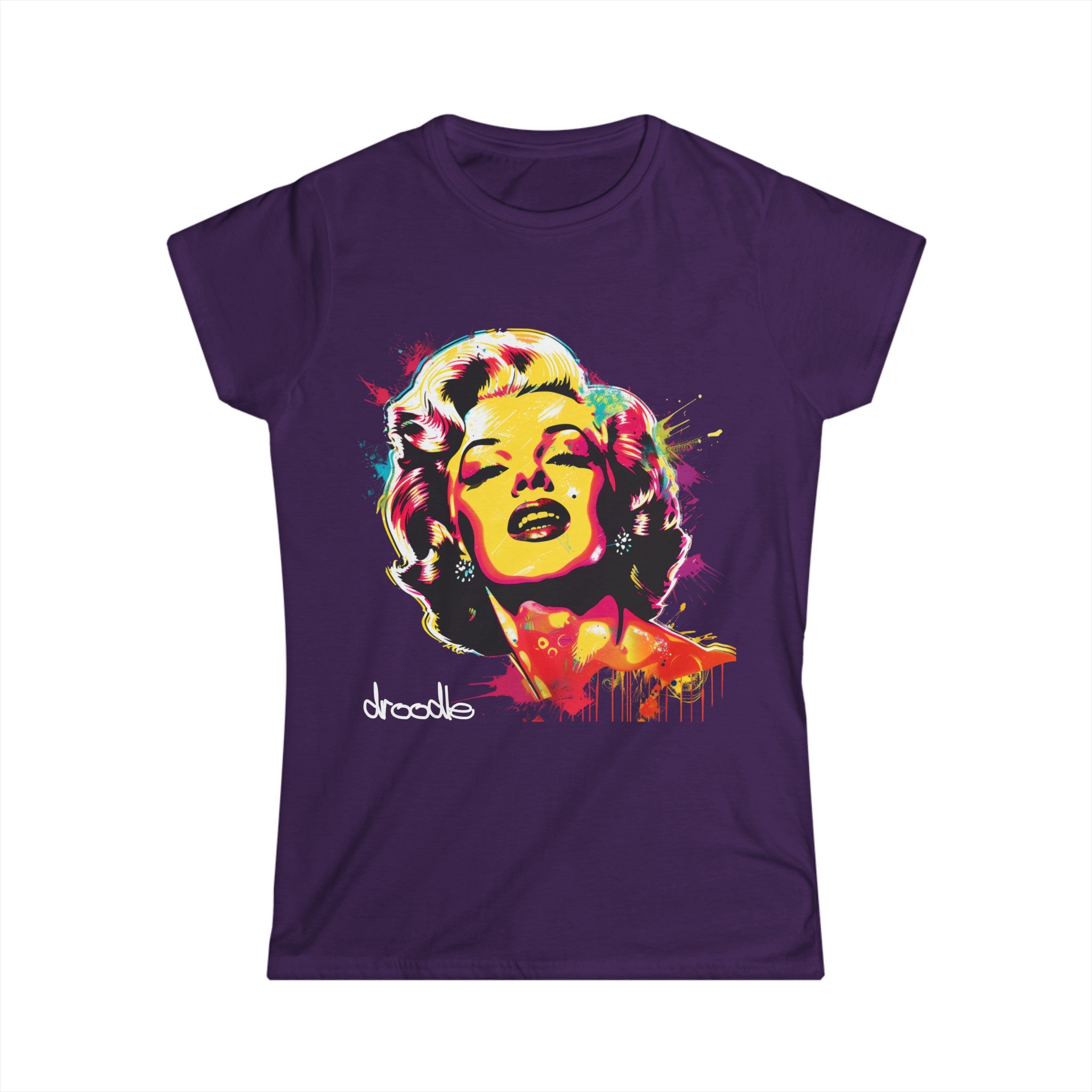 Womens Classic Hollywood Pop Art Marilyn Female Tee – Vintage Starlet Graphic T-Shirt