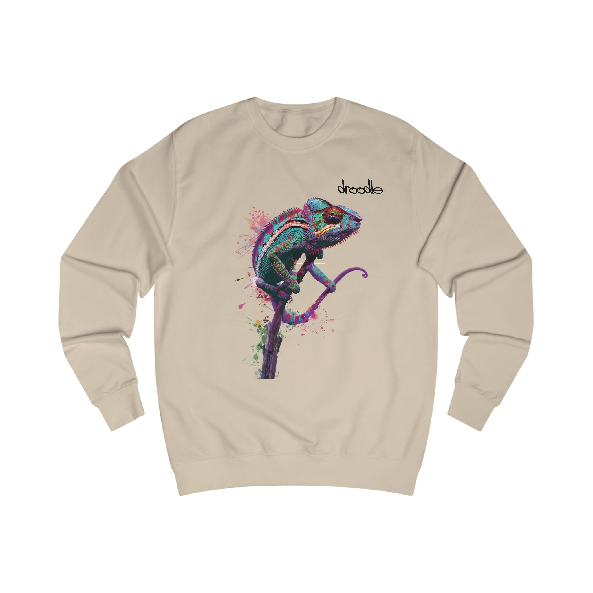 Chameleon Colour Splash Sweatshirt – Vibrant Design by Droodle