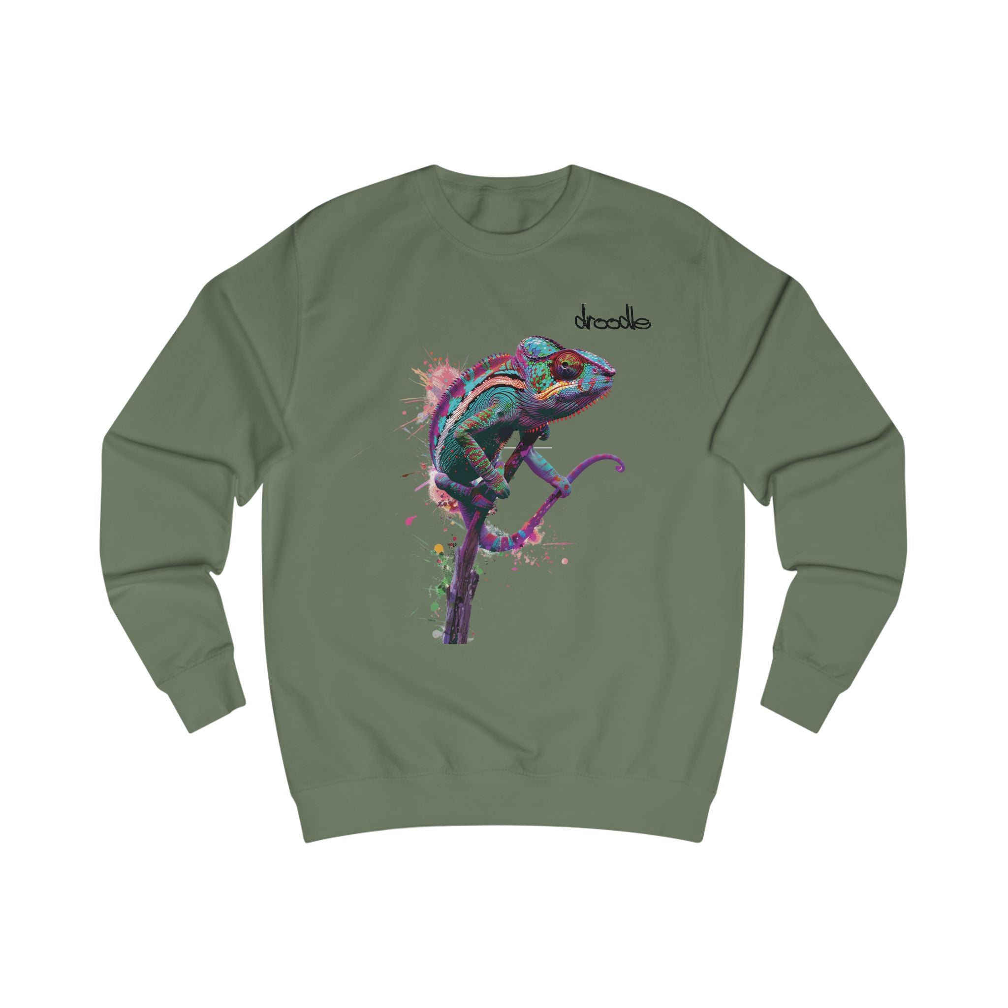 Chameleon Colour Splash Sweatshirt – Vibrant Design by Droodle