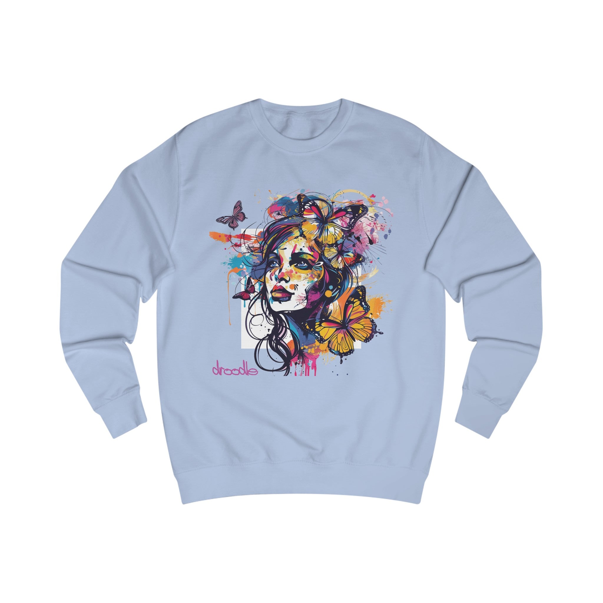 Unisex Butterfly Girl Artistic Sweatshirt – Enchanting Nature-Inspired Jumper