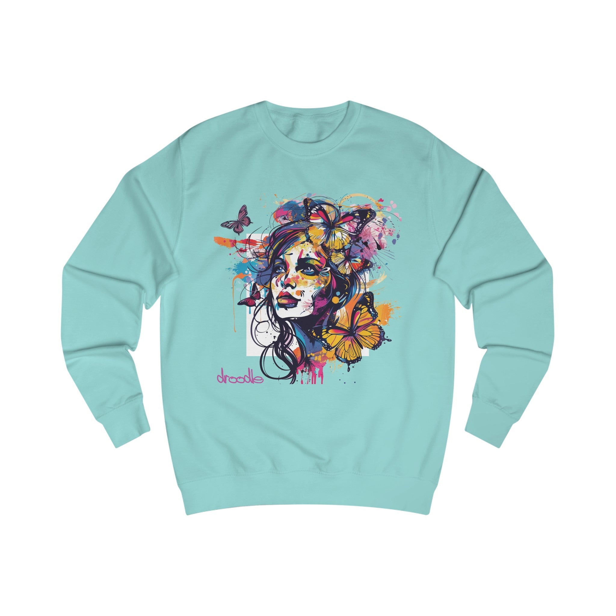 Unisex Butterfly Girl Artistic Sweatshirt – Enchanting Nature-Inspired Jumper