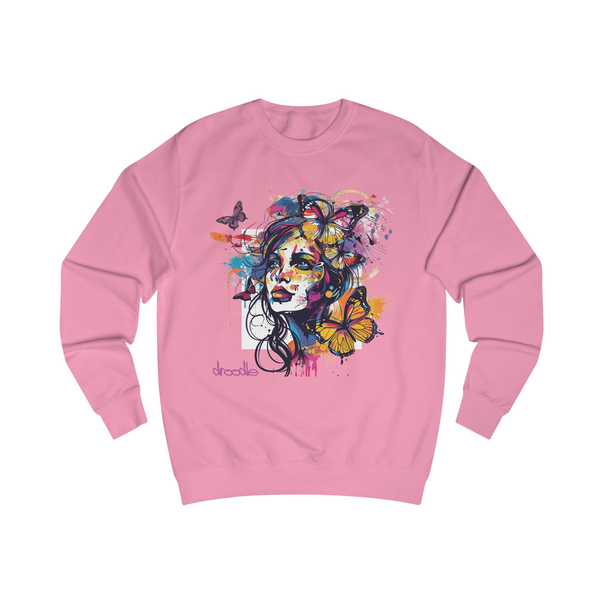 Unisex Butterfly Girl Artistic Sweatshirt – Enchanting Nature-Inspired Jumper