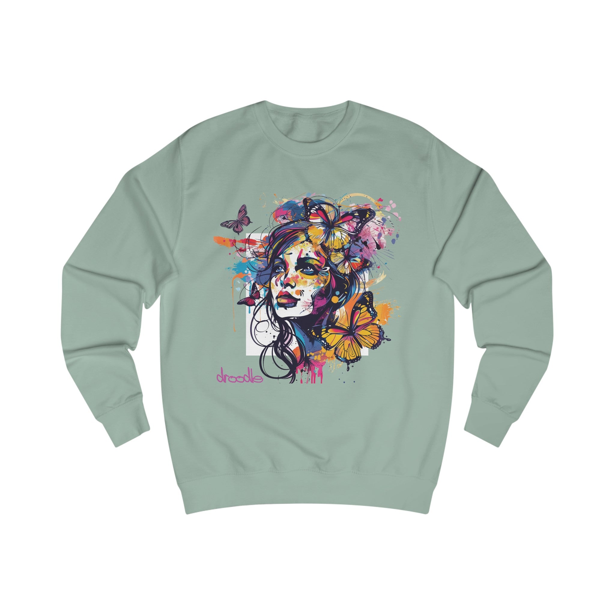 Unisex Butterfly Girl Artistic Sweatshirt – Enchanting Nature-Inspired Jumper