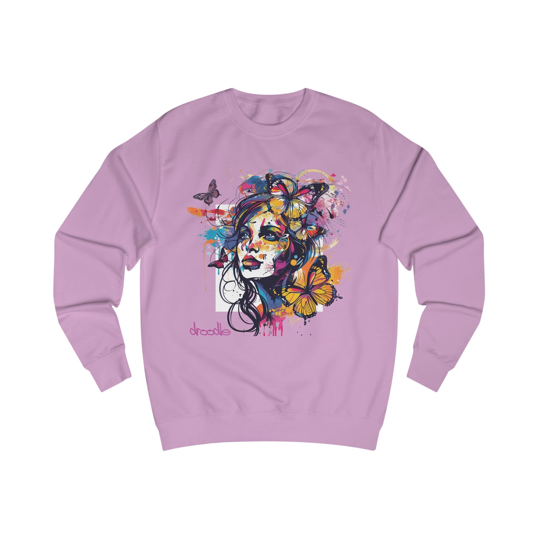 Unisex Butterfly Girl Artistic Sweatshirt – Enchanting Nature-Inspired Jumper