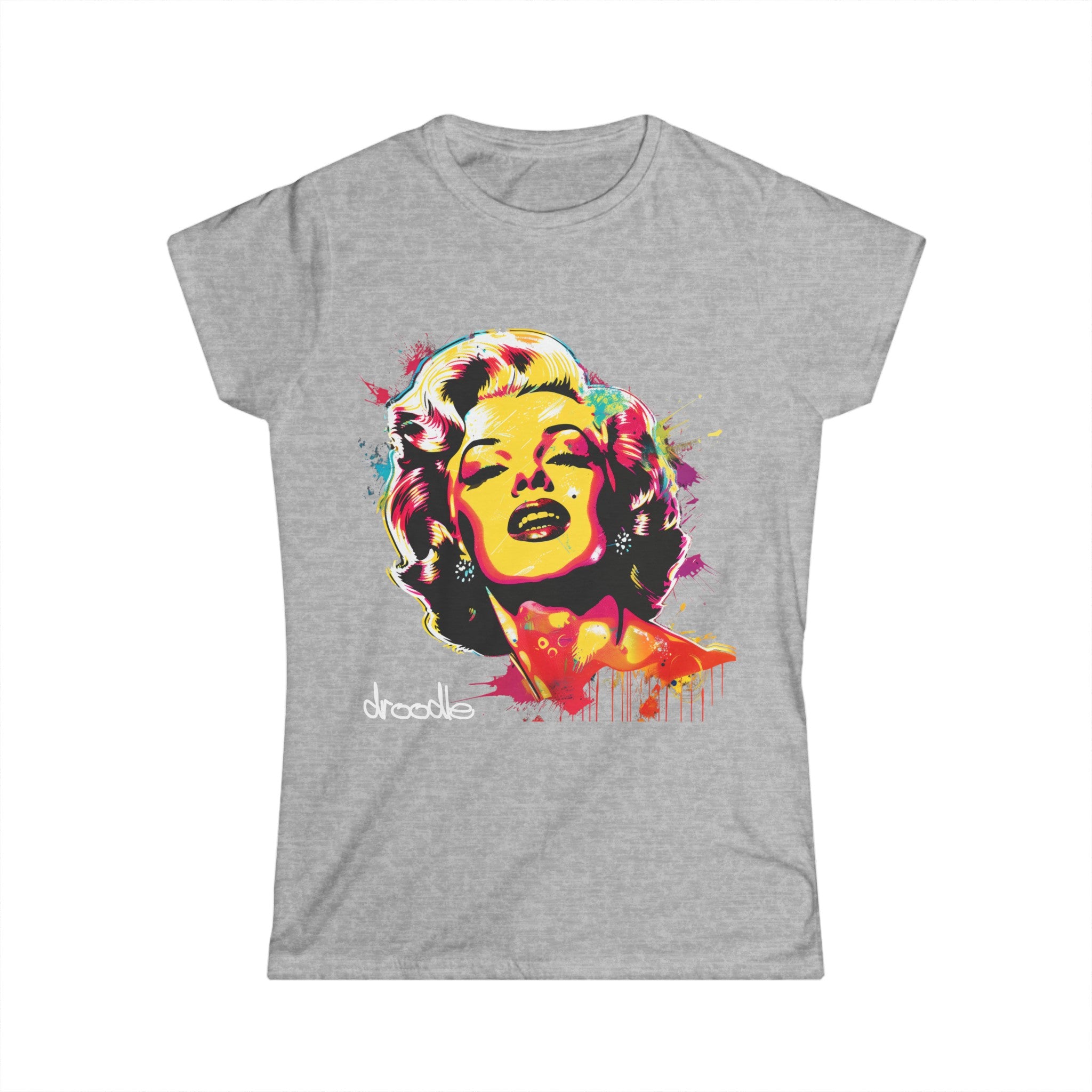 Womens Classic Hollywood Pop Art Marilyn Female Tee – Vintage Starlet Graphic T-Shirt